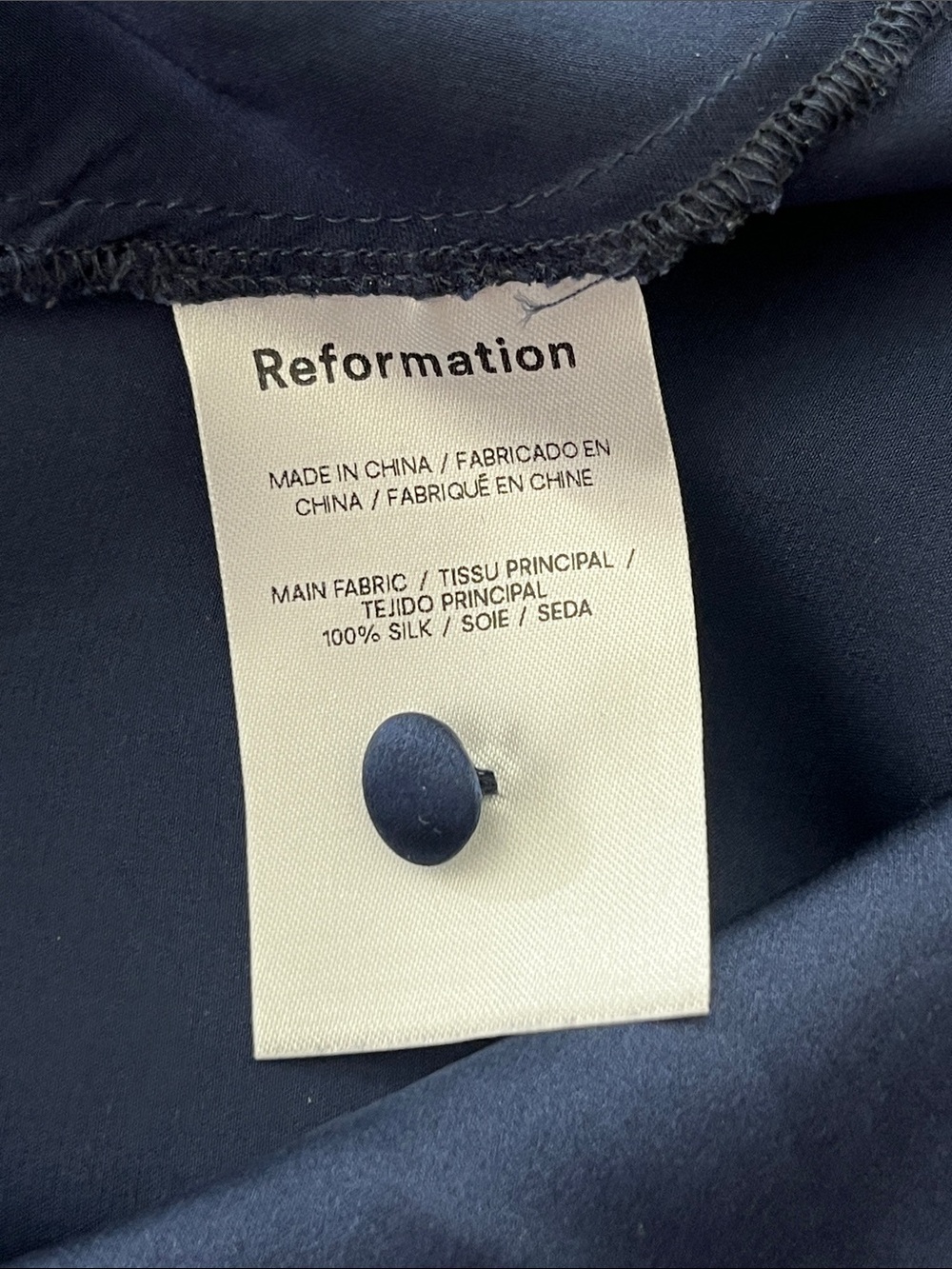 Reformation Navy Blue Satin Backless Gown - Picture 11 of 15